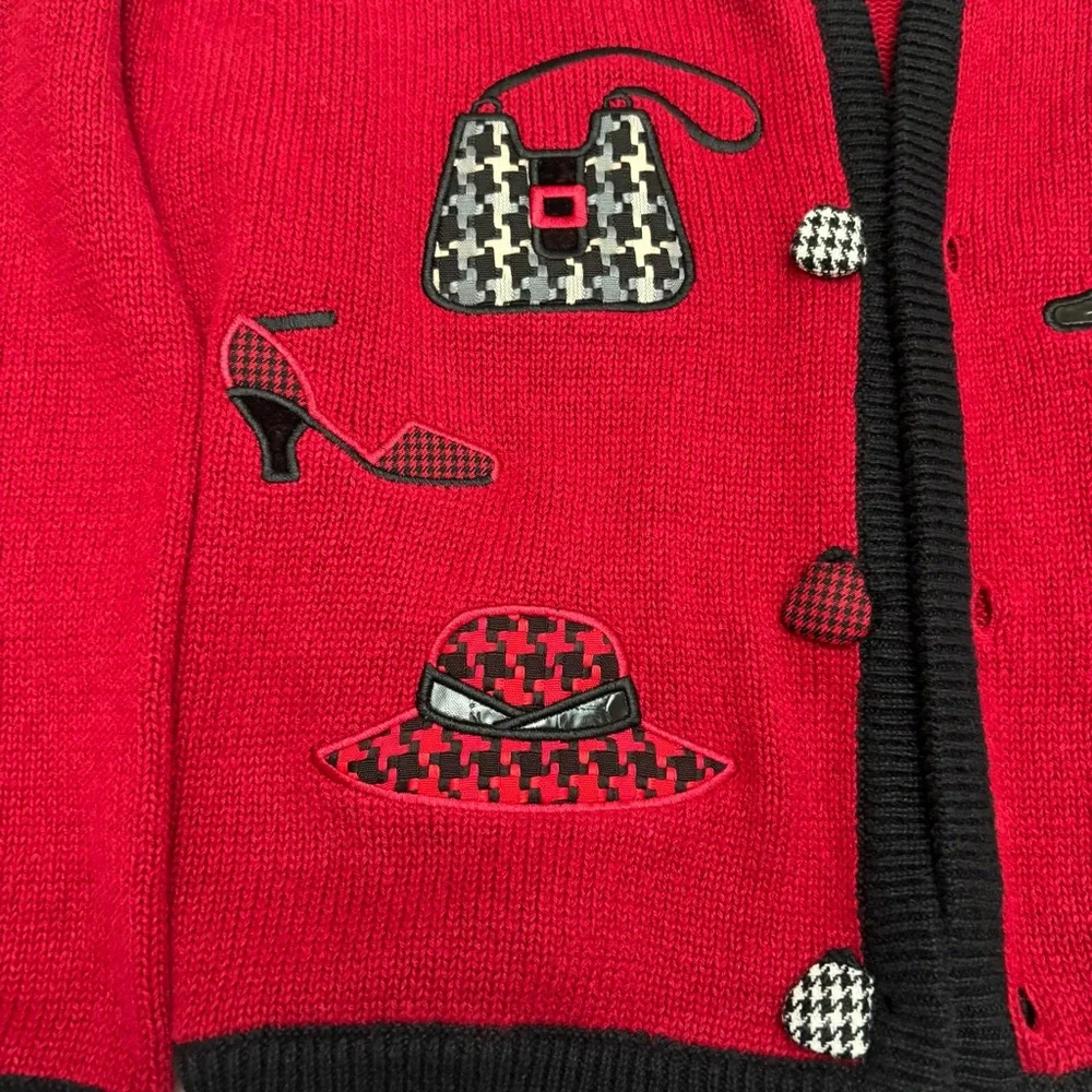 Christopher Banks vintage Knit Red Sweater with Purse Shoe Accents